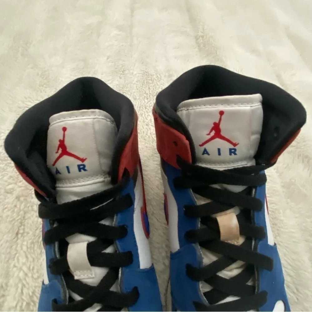 Jordan 1 Mid Rush Blue University Red GS Sneakers Shoes Size 6Y